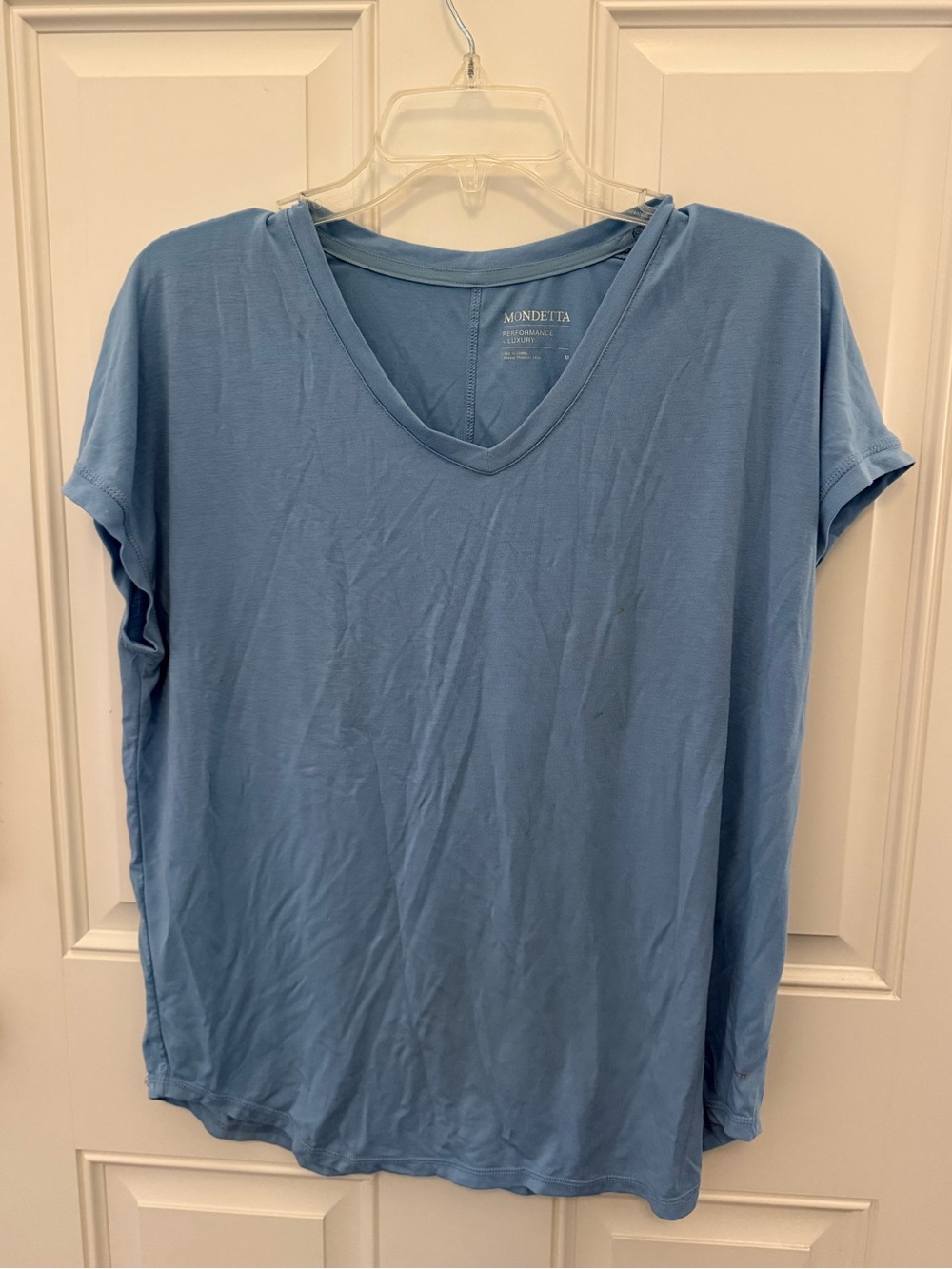 Mondetta Women's V-Neck Short Sleeve Tee in Light Blue
